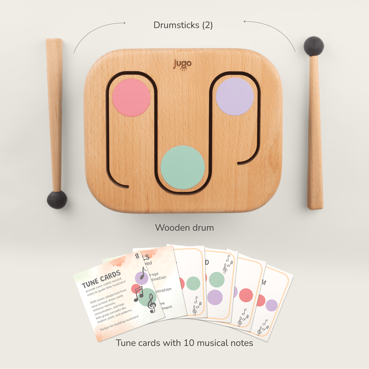 Drum a Beat | Wooden Musical Toy for Kids – Learning & Educational Toys on Brown Living™. SKU: JP-16. Img 1.