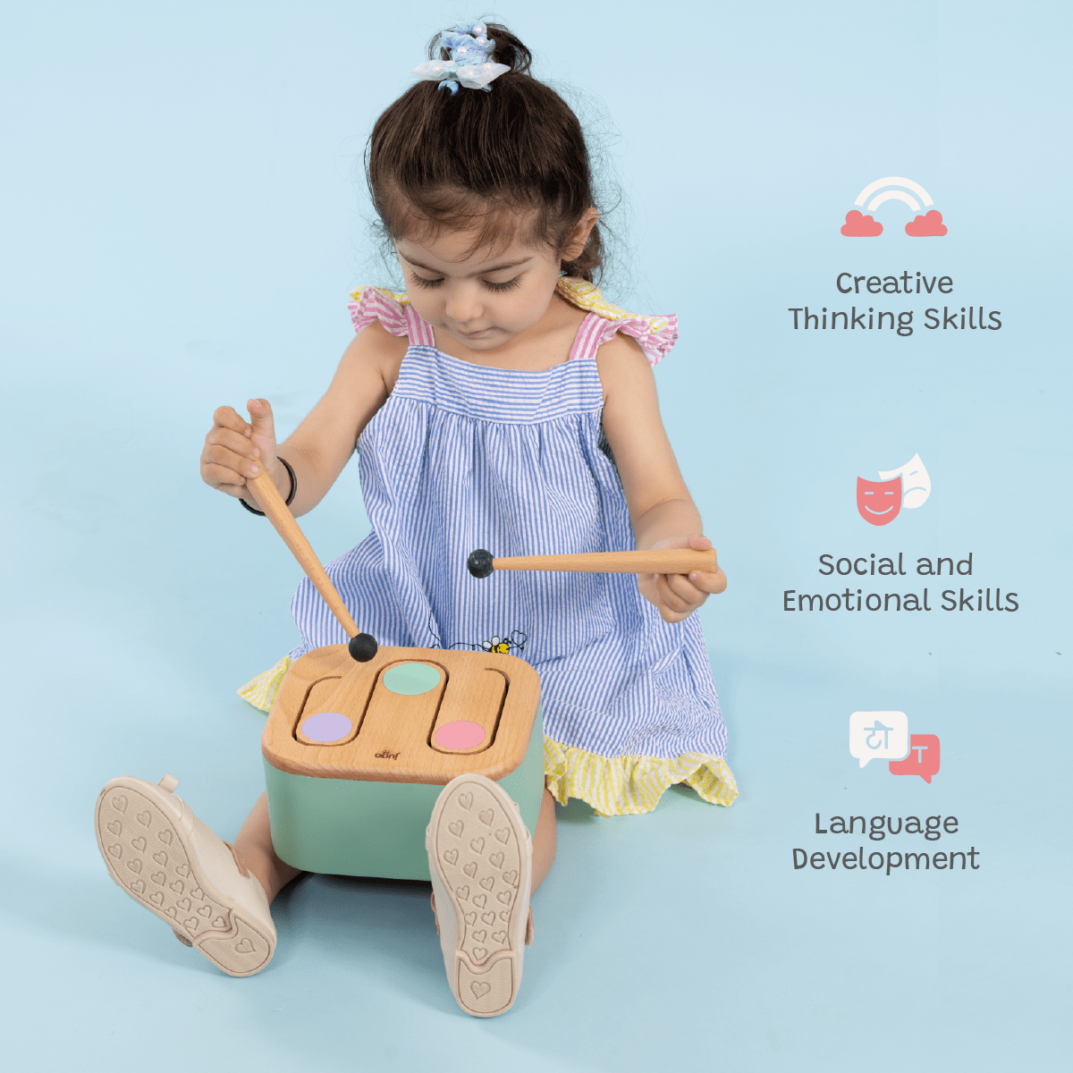 Drum a Beat | Wooden Musical Toy for Kids – Learning & Educational Toys on Brown Living™. SKU: JP-16. Img 4.