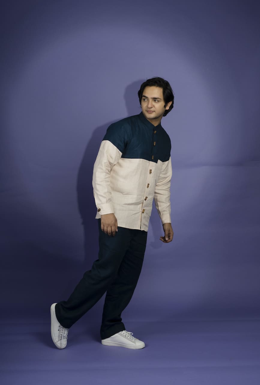 Dual Hemp Shirt for Men | Sustainable Hemp Fabric Casual Shirt – Mens Co - Ord Sets on Brown Living™. SKU: BL_HOA44. Img 3.