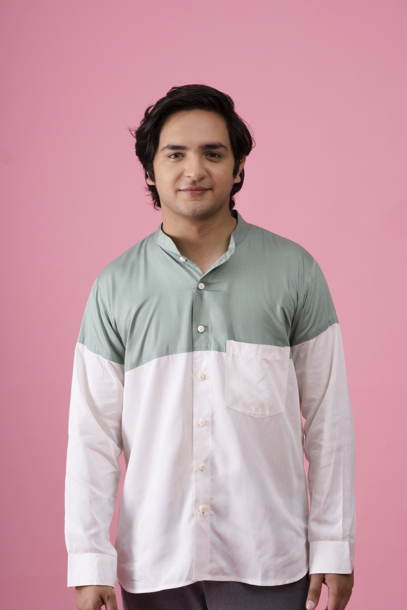 Dual Tencel Shirt for Men | Soft Breathable Stylish Shirt – Mens Co - Ord Sets on Brown Living™. SKU: BL_HOA51. Img 3.