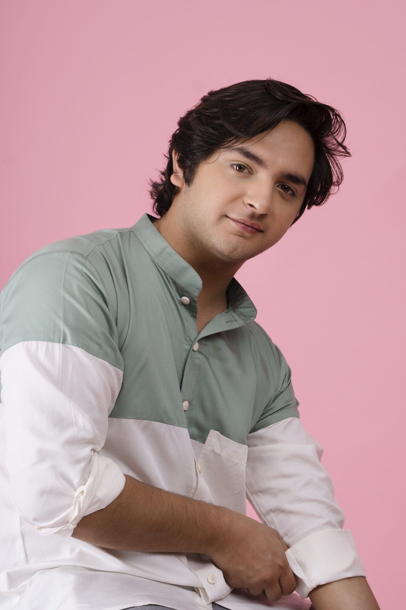 Dual Tencel Shirt for Men | Soft Breathable Stylish Shirt – Mens Co - Ord Sets on Brown Living™. SKU: BL_HOA51. Img 5.