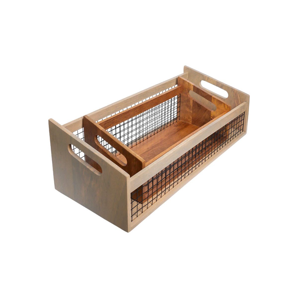 DuoBlend Nested Set of 2 Mango Wood Organizer | Aakriti Ahuja Collection | Verified Sustainable by Brown Living™