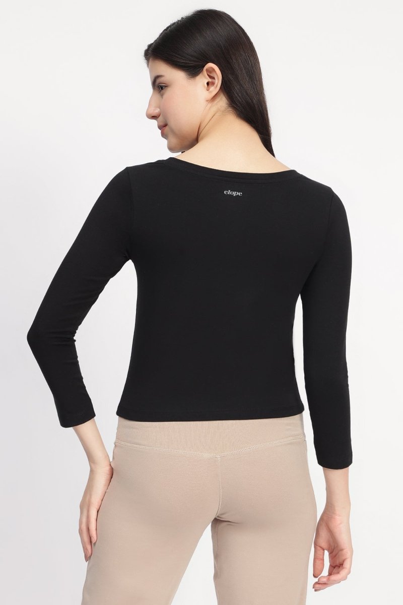 Dysha Snug Fit 3/4 Sleeve t-shirt – Womens T-Shirt by elope available on Brown Living™. Xs Atmosphere. SKU: ELDYT004XS. Img 5.