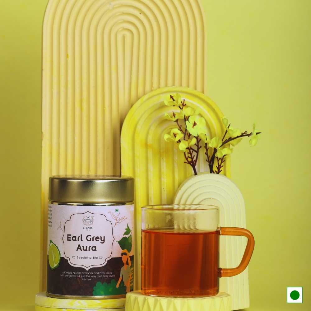 Earl Grey Aura Tea – English Breakfast Bergamot, Aids Metabolism – 50g – Tea on Brown Living™. SKU: OTTin50New. Img 9.