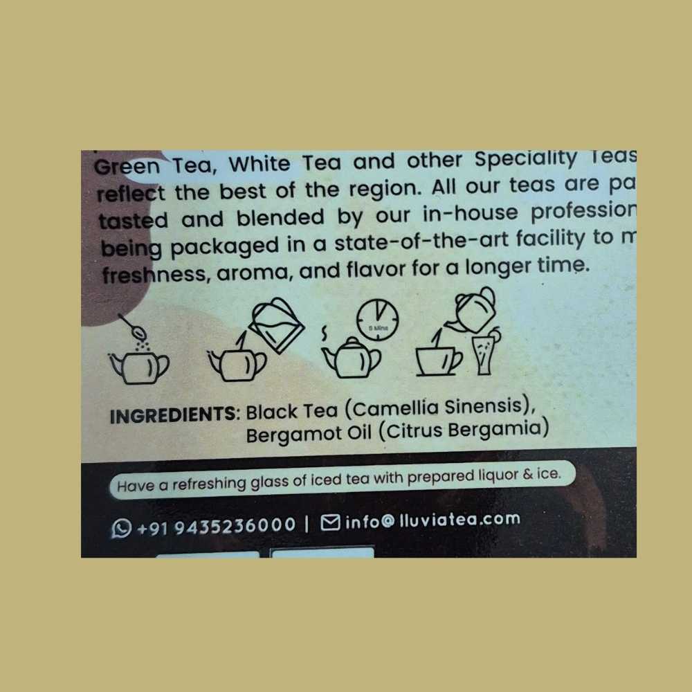 Earl Grey Aura Tea – English Breakfast Bergamot, Aids Metabolism – 50g – Tea on Brown Living™. SKU: OTTin50New. Img 10.