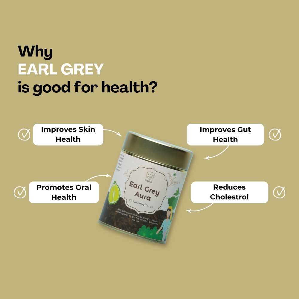 Earl Grey Aura Tea – English Breakfast Bergamot, Aids Metabolism – 50g – Tea on Brown Living™. SKU: OTTin50New. Img 5.