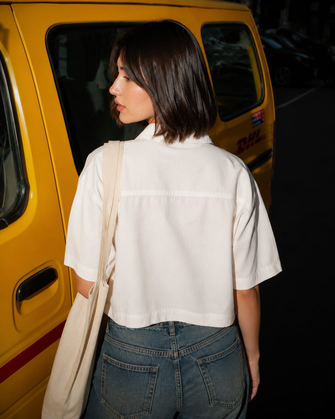 Earth Crop Shirt | Cotton Casual Top for Women – Womens Shirt on Brown Living™. SKU: W-CROP-WHT-M1. Img 7.