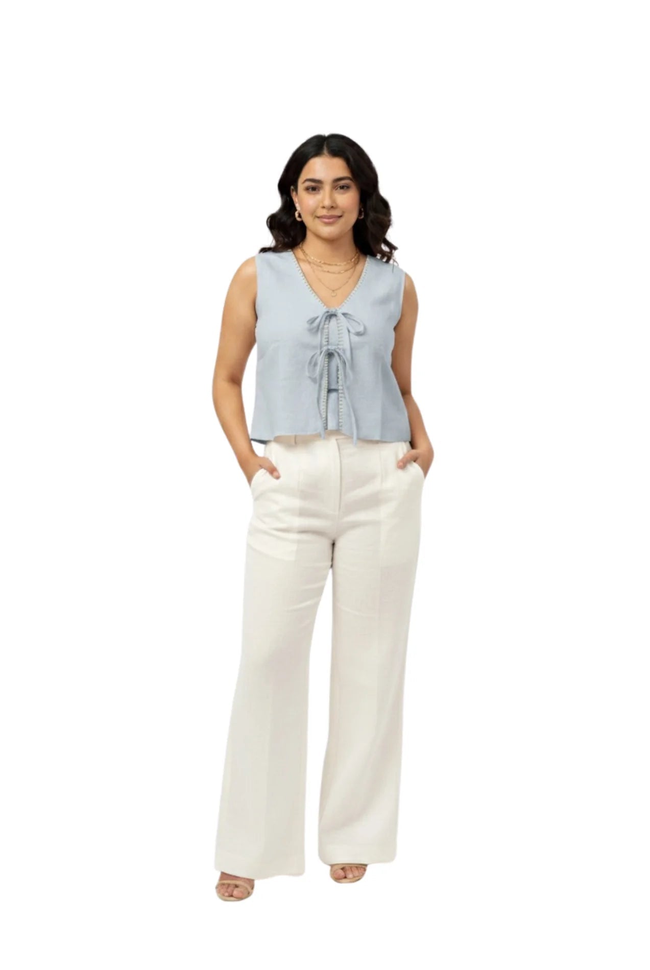 Earth Front Knot Top | Sustainable Everyday Women's Stylish Top – Womens Top on Brown Living™. SKU: W-KNOT-BLU-M1. Img 5.