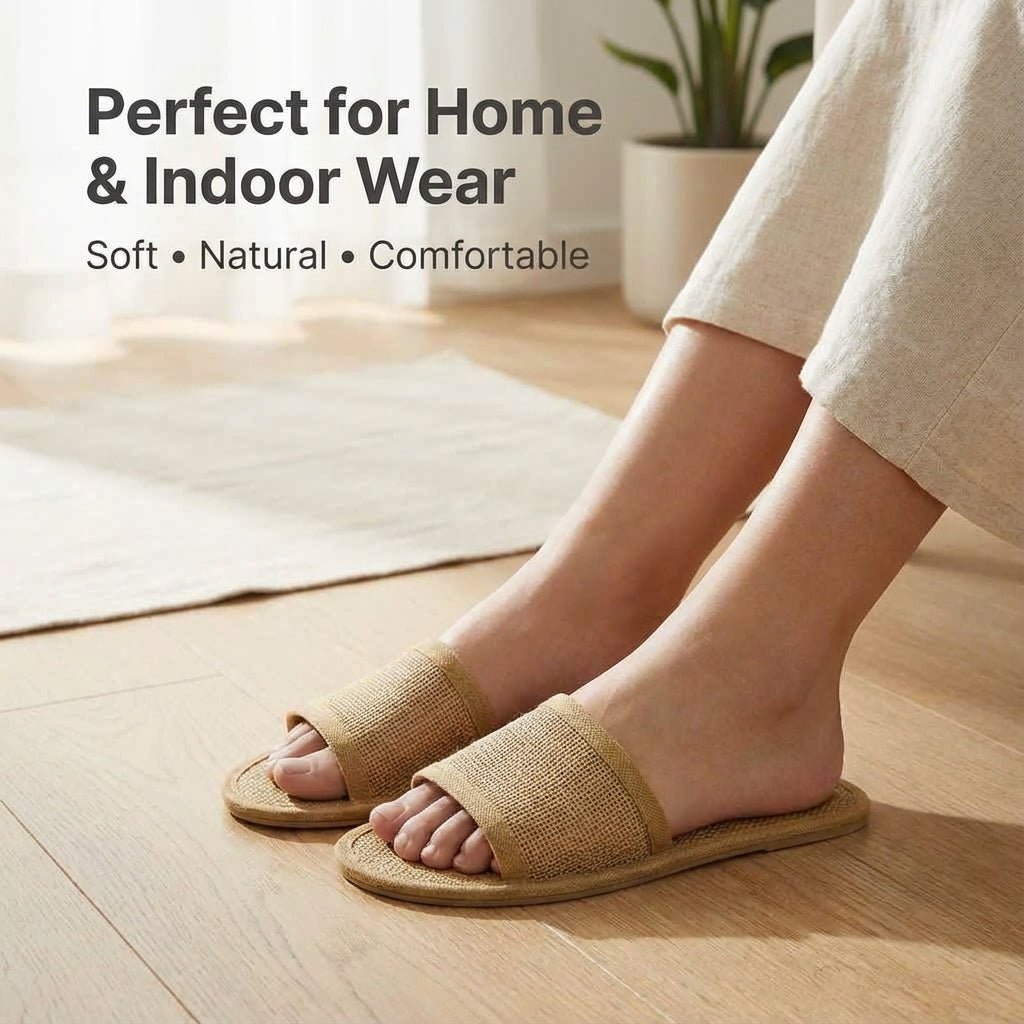 Eco - Friendly Jute Slippers for Hotels Spa & Home – Mens Slipons on Brown Living™. SKU: DOS-JS-SLIPPER-01. Img 3.