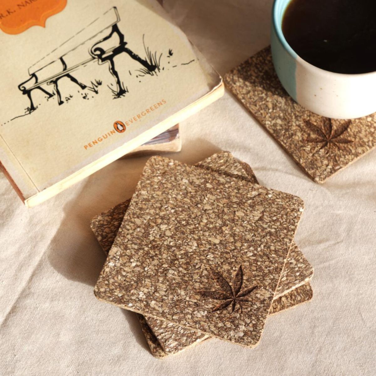 Eco - friendly Square Hemp Wood Coasters | Verified Sustainable by Brown Living™