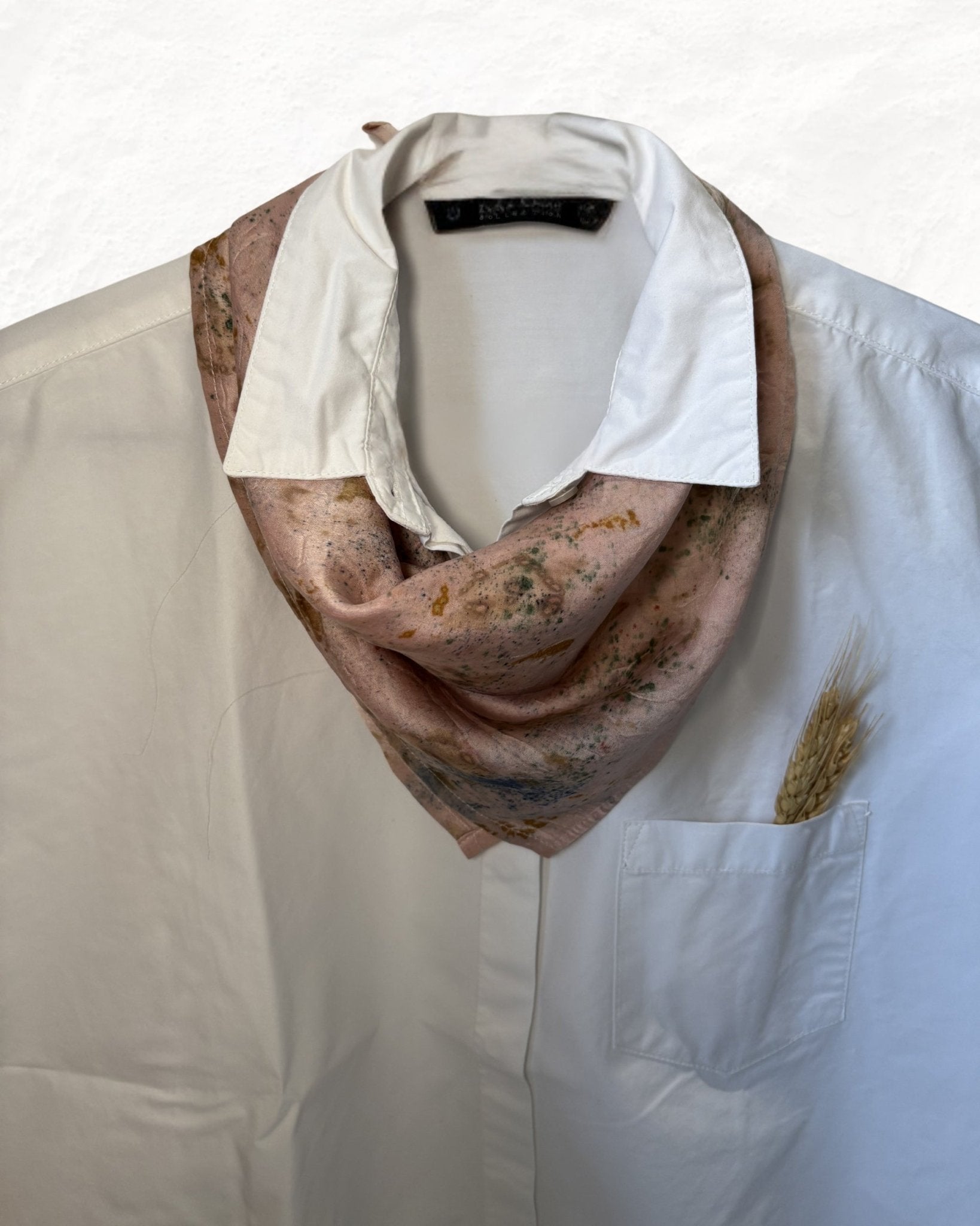 Eco - Printed Blush Confetti Bandana | Sustainable Fashion Accessory – Womens Scarf on Brown Living™. SKU: TCC-SW25-08. Img 4.