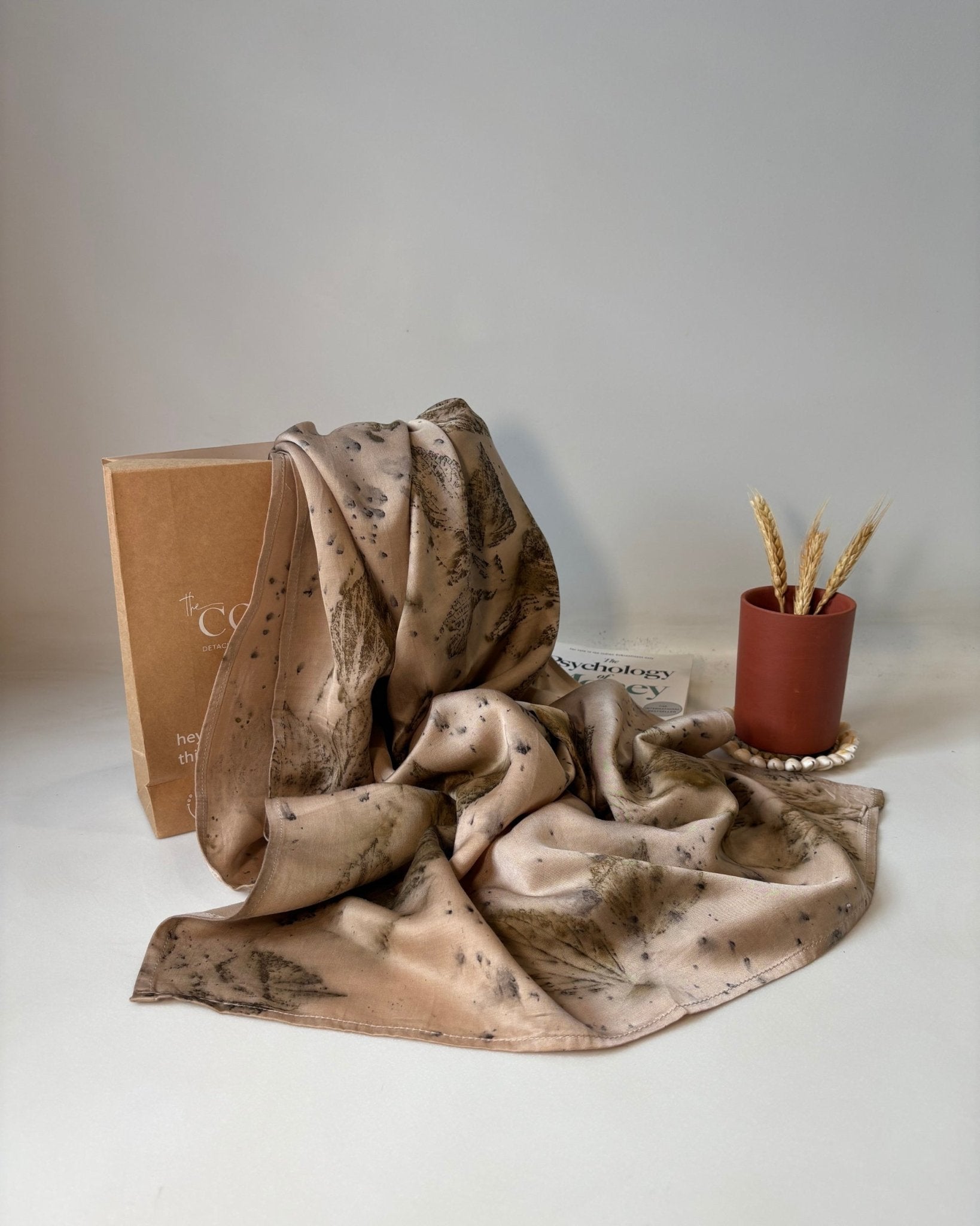 Eco - Printed Blush Drift Scarf | Eco - Friendly Handloom Cotton Wrap – Womens Scarf on Brown Living™. SKU: TCC-SW25-09. Img 3.