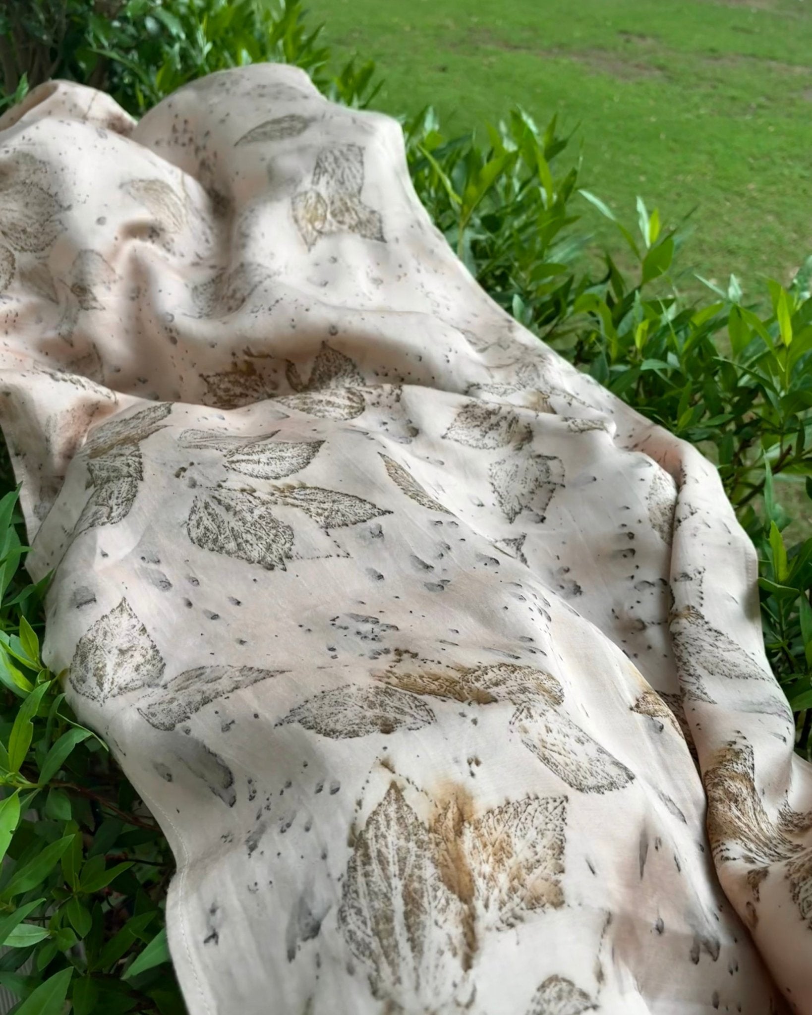 Eco - Printed Blush Drift Scarf | Eco - Friendly Handloom Cotton Wrap – Womens Scarf on Brown Living™. SKU: TCC-SW25-09. Img 5.