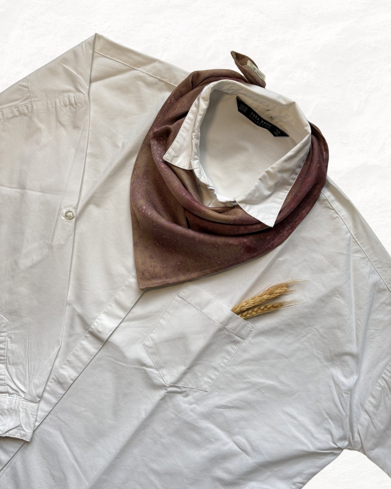 Eco - Printed Lavender Rain Bandana | Sustainable Cotton Accessory – Womens Scarf on Brown Living™. SKU: TCC-SW25-05. Img 5.