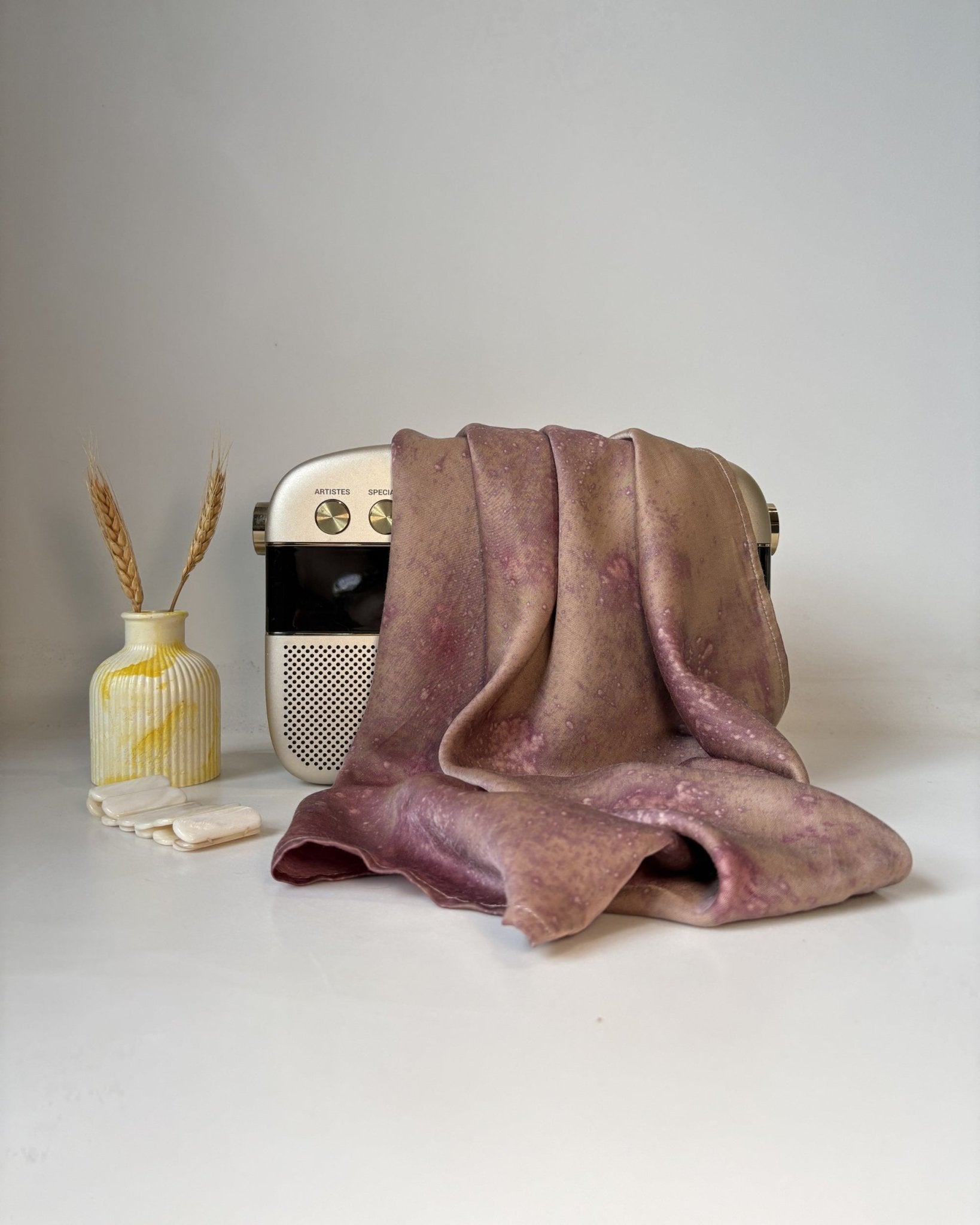 Eco - Printed Lavender Rain Bandana | Sustainable Cotton Accessory – Womens Scarf on Brown Living™. SKU: TCC-SW25-05. Img 4.