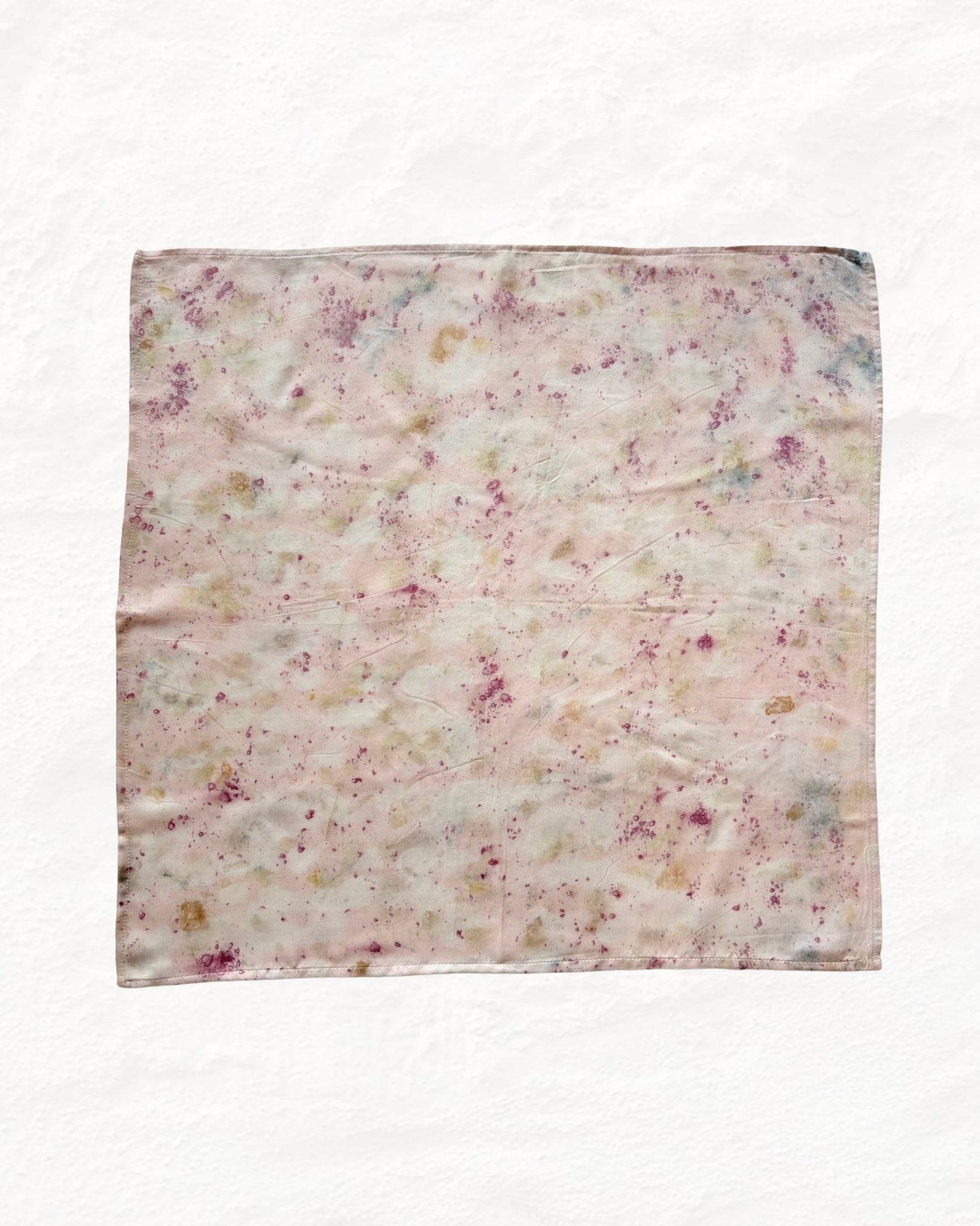 Eco - Printed Rose Bloom Bandana | Natural Hand - Dyed Cotton Scarf – Womens Scarf on Brown Living™. SKU: TCC-SW25-07. Img 1.