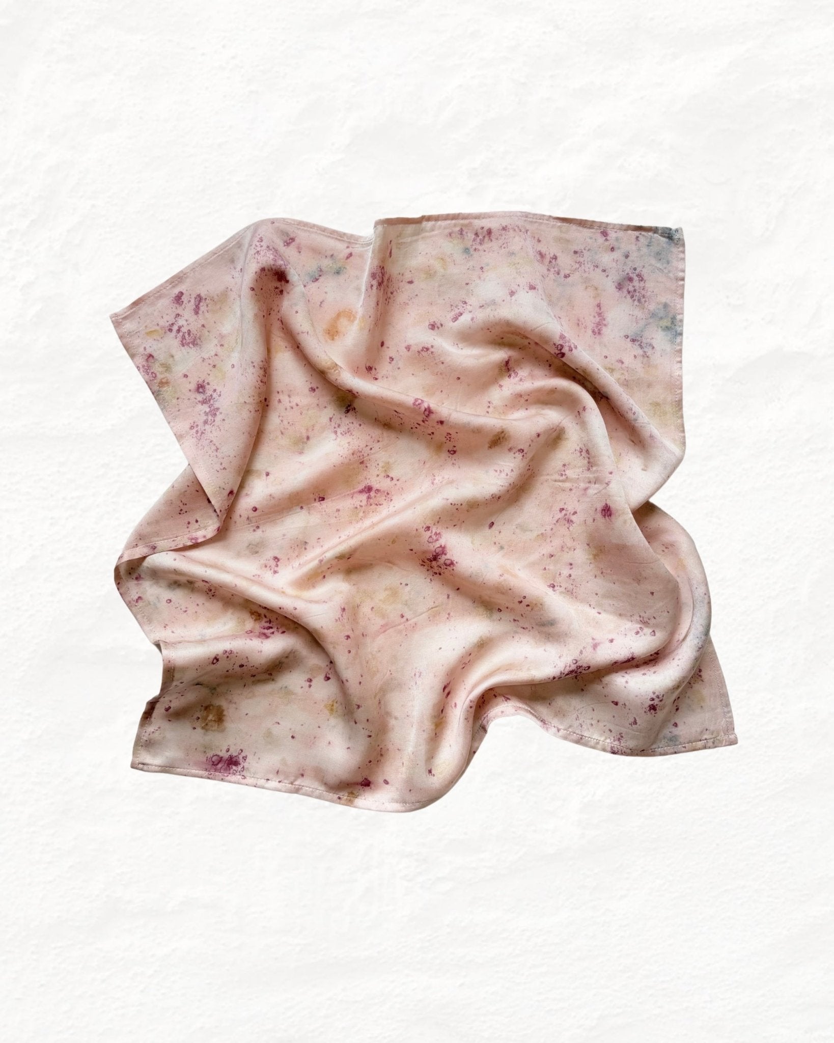 Eco - Printed Rose Bloom Bandana | Natural Hand - Dyed Cotton Scarf – Womens Scarf on Brown Living™. SKU: TCC-SW25-07. Img 2.