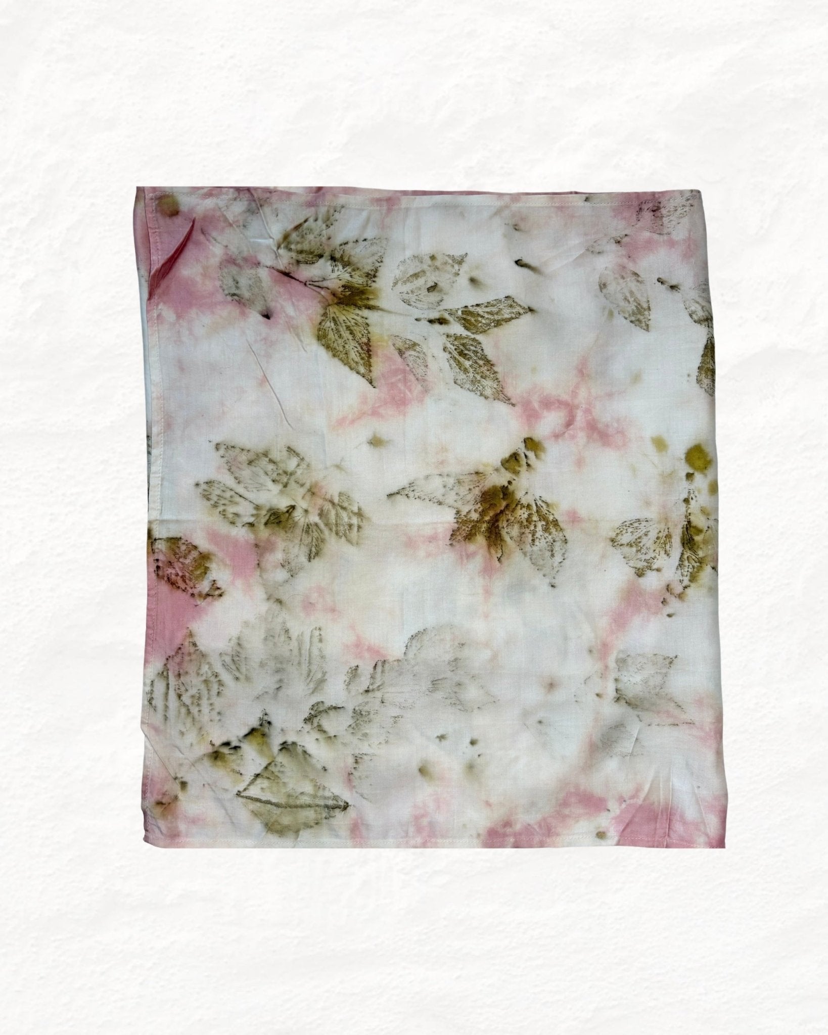 Eco - Printed Softly Rooted Scarf | Natural Botanical Dyed Cotton – Womens Scarf on Brown Living™. SKU: TCC-SW25-10. Img 1.