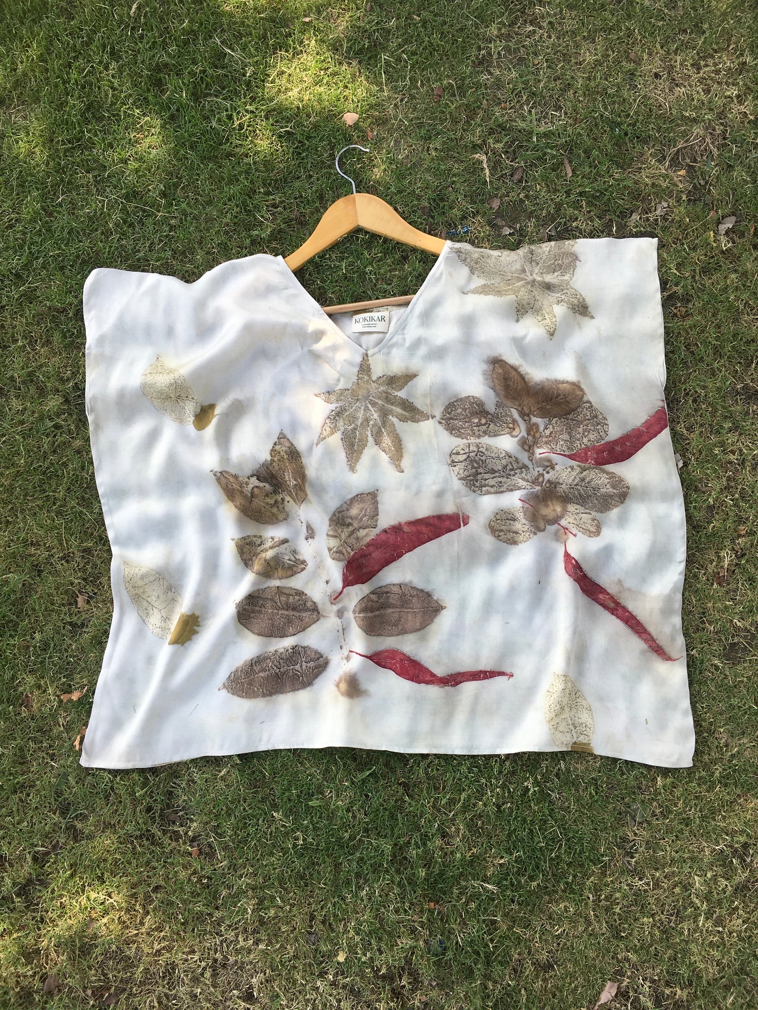 Ecoprinted Kaftan Top for Women Natural Dye Relaxed Fit – Womens Top on Brown Living™. SKU: fst6. Img 2.