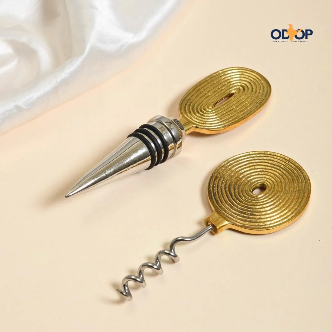Ekaantrik Brass Wine Cork and Opener Set – Kitchen Tools on Brown Living™. SKU: PRA23HD015 - 16_BL. Img 7.