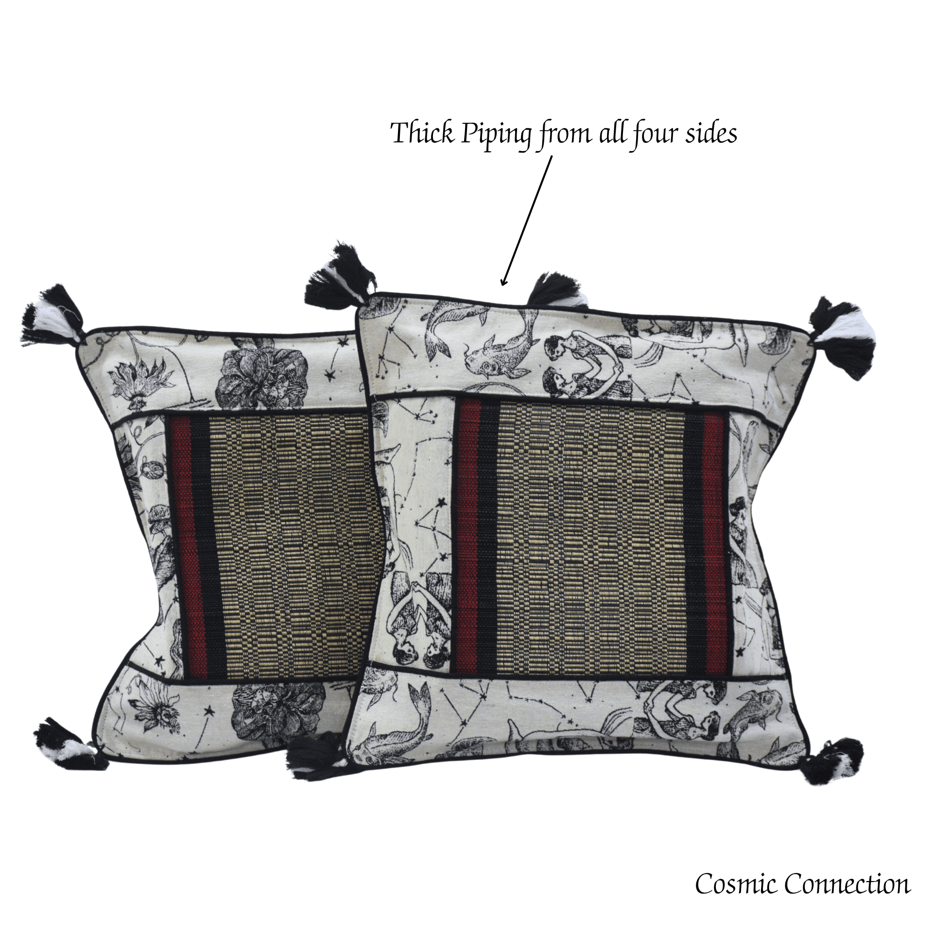 Elegant Bamboo Cushion Cover Monochrome Jacquard with Black – Covers & Inserts on Brown Living™. SKU: SK-BCC-NBL-01-JBK. Img 3.