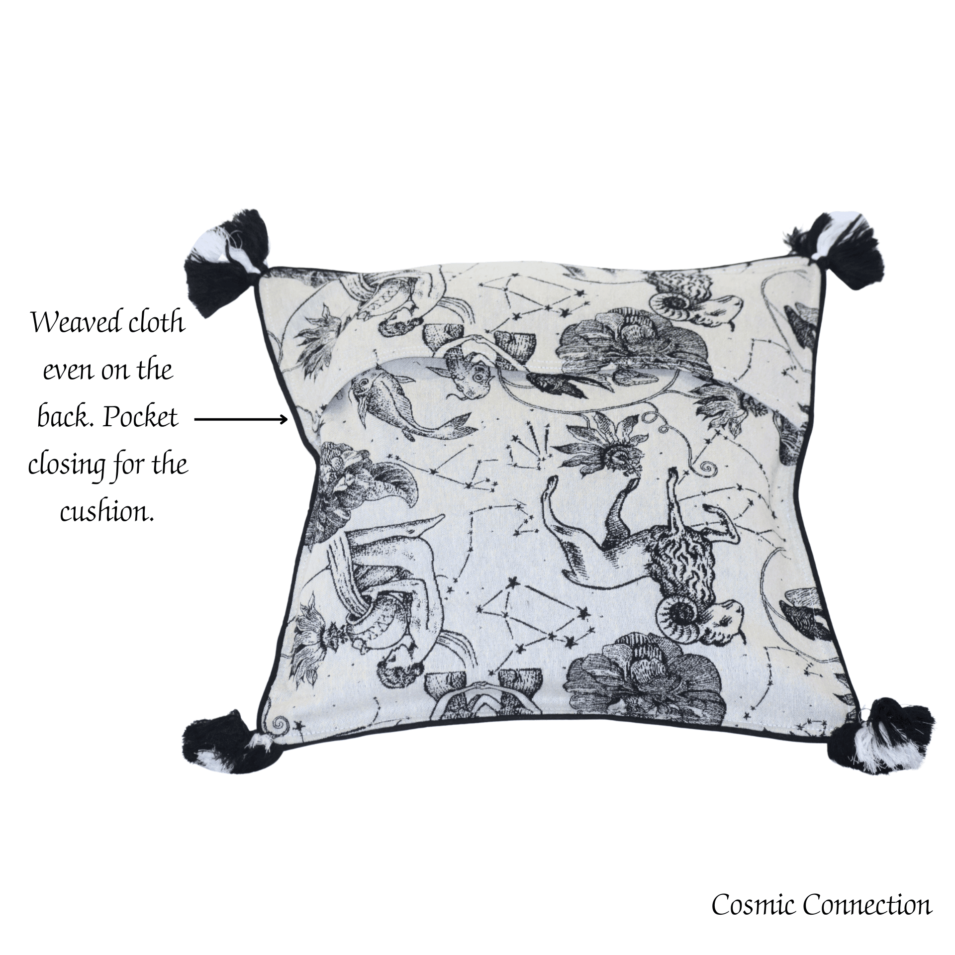 Elegant Bamboo Cushion Cover Monochrome Jacquard with Black – Covers & Inserts on Brown Living™. SKU: SK-BCC-NBL-01-JBK. Img 7.