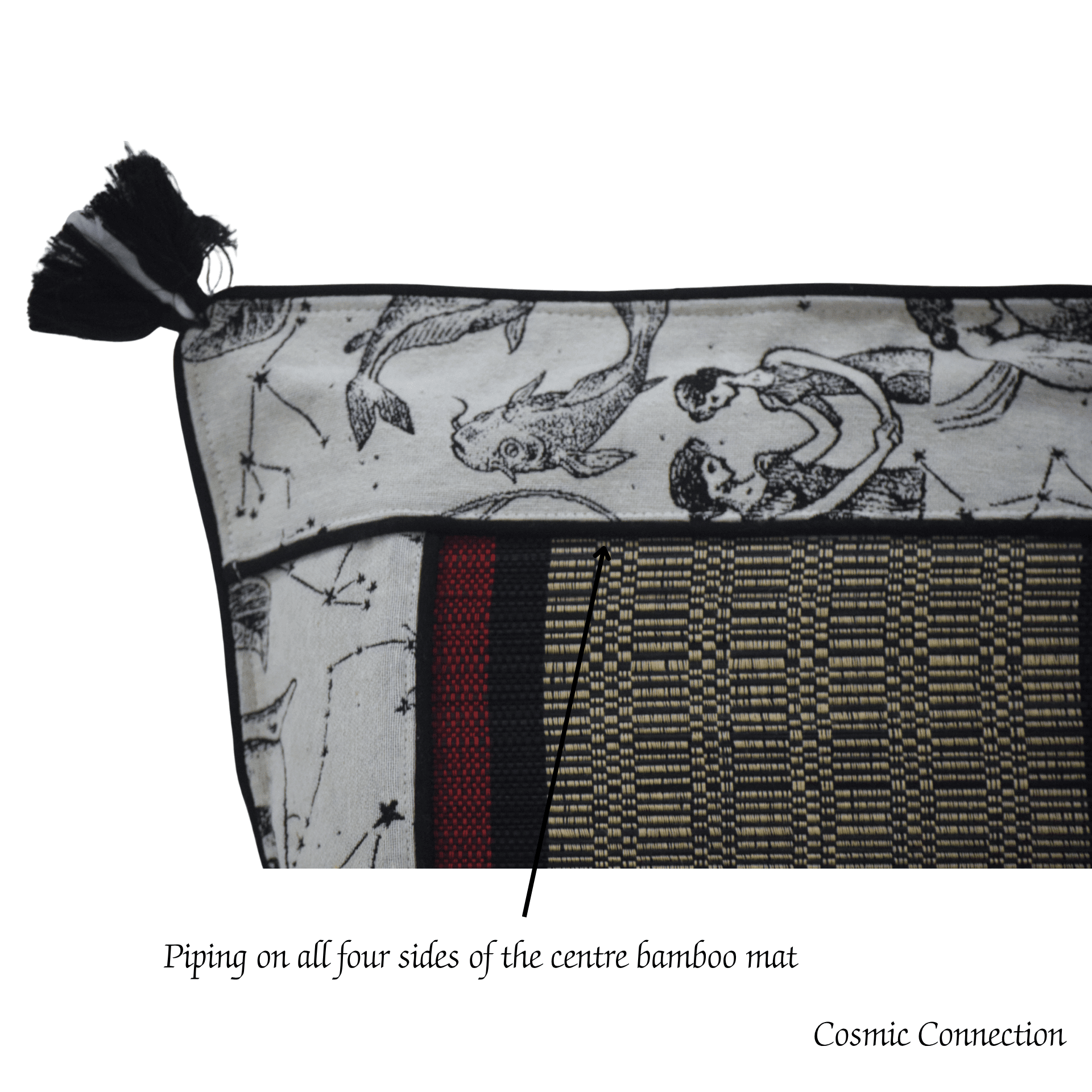 Elegant Bamboo Cushion Cover Monochrome Jacquard with Black – Covers & Inserts on Brown Living™. SKU: SK-BCC-NBL-01-JBK. Img 5.