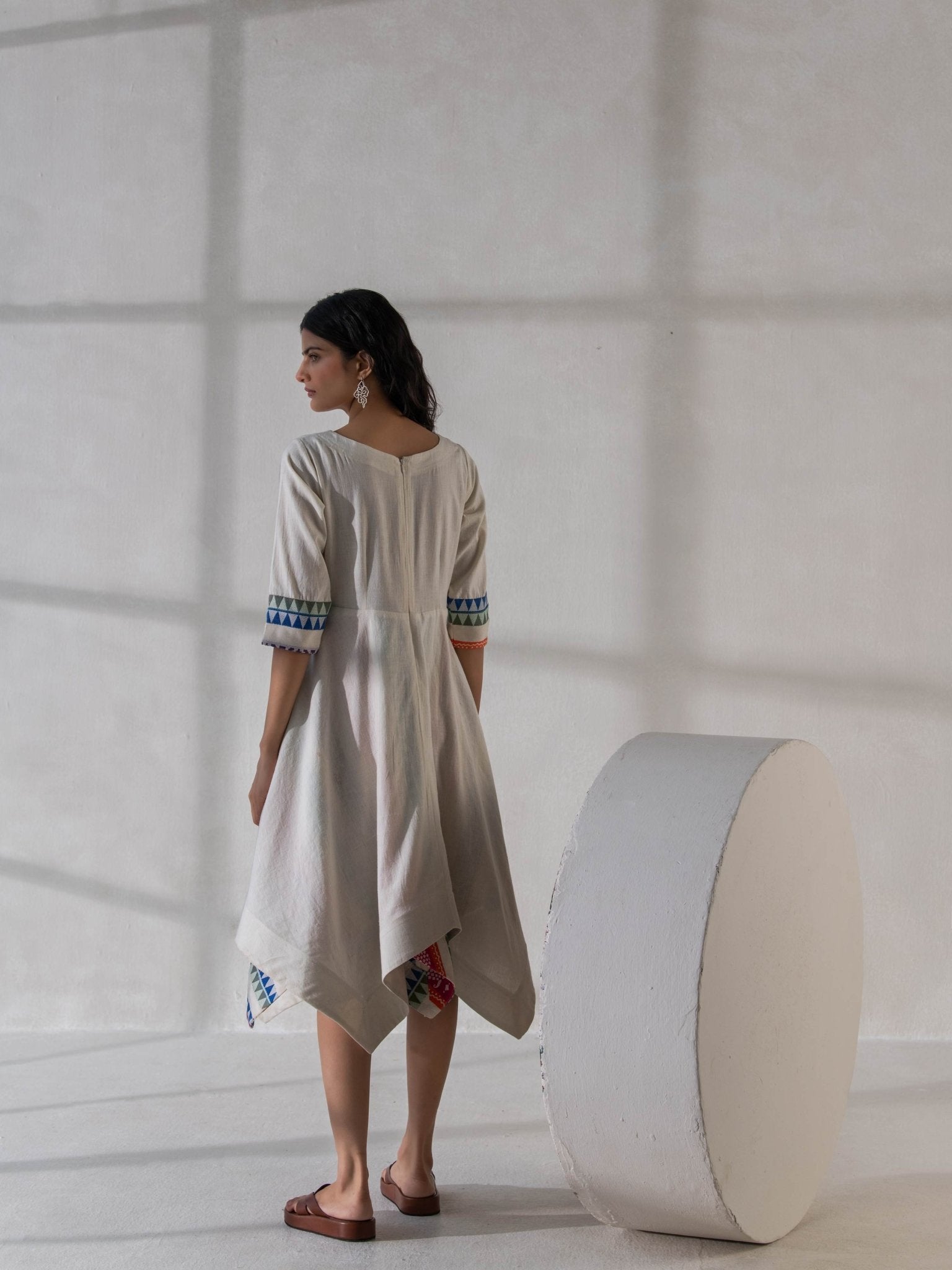 Elegant Cotton & Khadi Handkerchief Dress for Women – Womens Dress on Brown Living™. SKU: DCSS25D02S. Img 5.