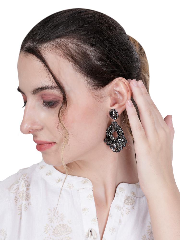 Elegant Gold - Tone Earrings with Crystals and Gems – Womens Earrings by Bamboology available on Brown Living™. Midnight - Earring . SKU: MIDNIGH - EARRING. Img 41.