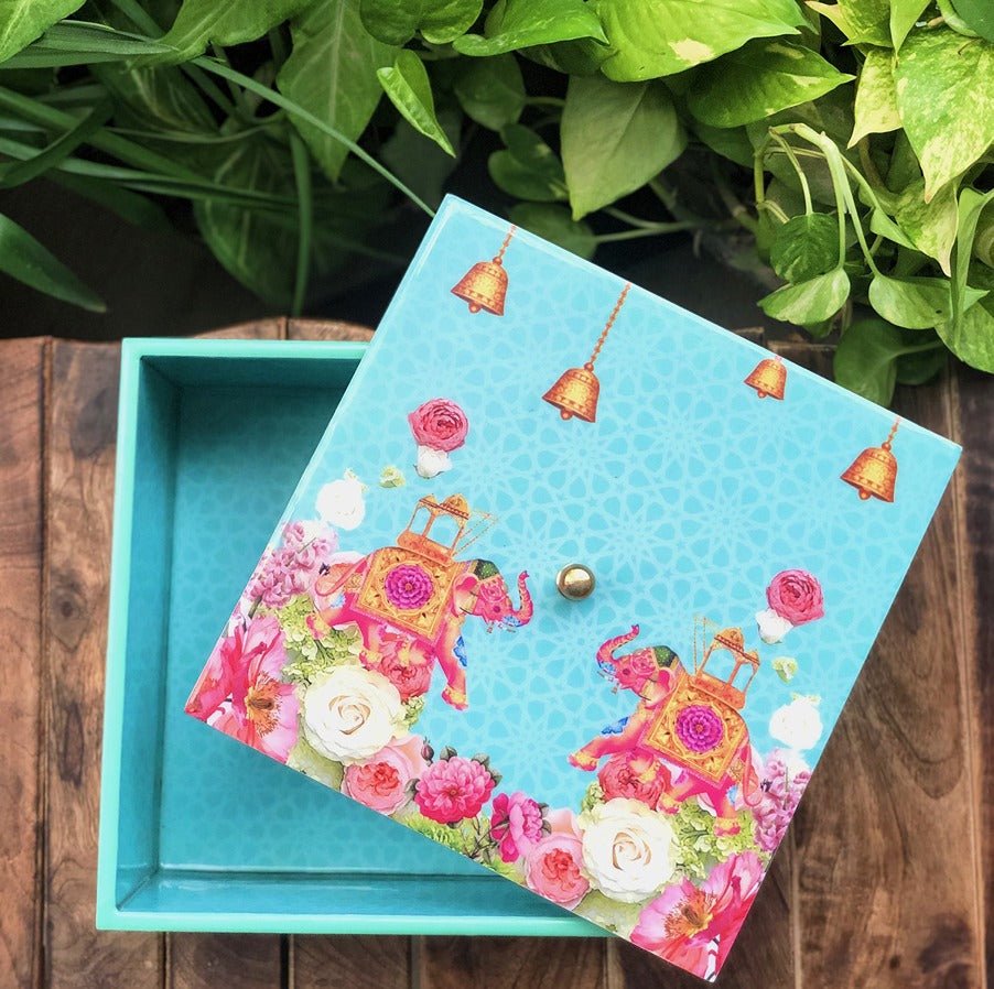 Elephant MDF Gifting Jar Box – Organizers on Brown Living™. SKU: MJ00007BX. Img 1.