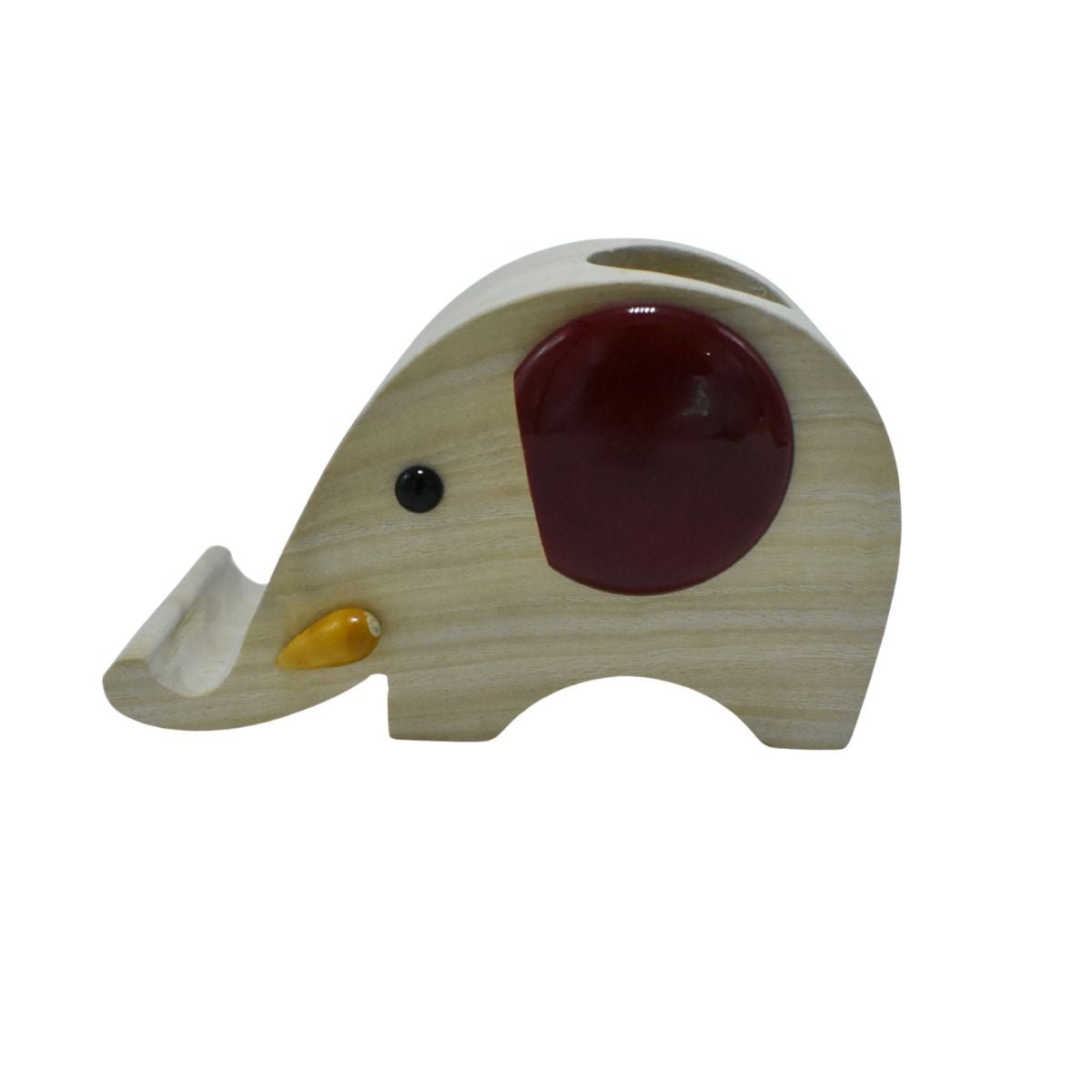 Elephant Mobile Holder & Penstand | Desk Organizer – Desk Organizers on Brown Living™. SKU: CD-HOM-WOO-ELE. Img 2.