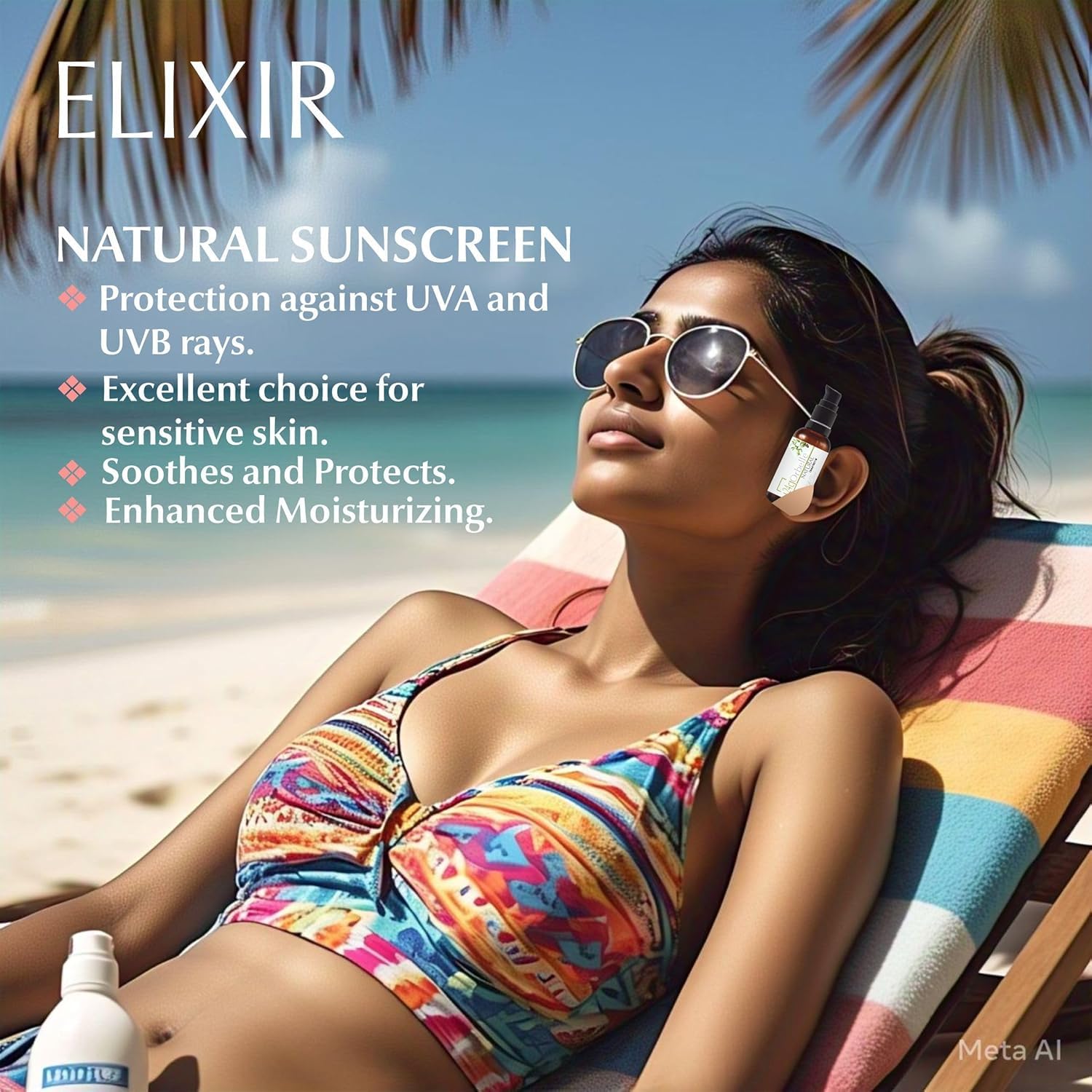 Elixir Natural Sunscreen Broad Spectrum UVA & UVB Protection - 50ml – Sunscreen Lotion on Brown Living™. SKU: 24-NL-SS-50ML. Img 4.