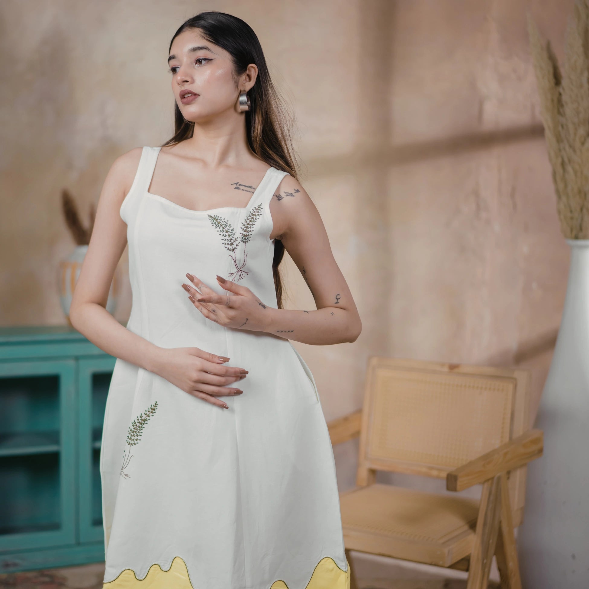 Ember Fold Dress Elegant Minimalist Women's Dress – Womens Dress on Brown Living™. SKU: Aayu14. Img 4.