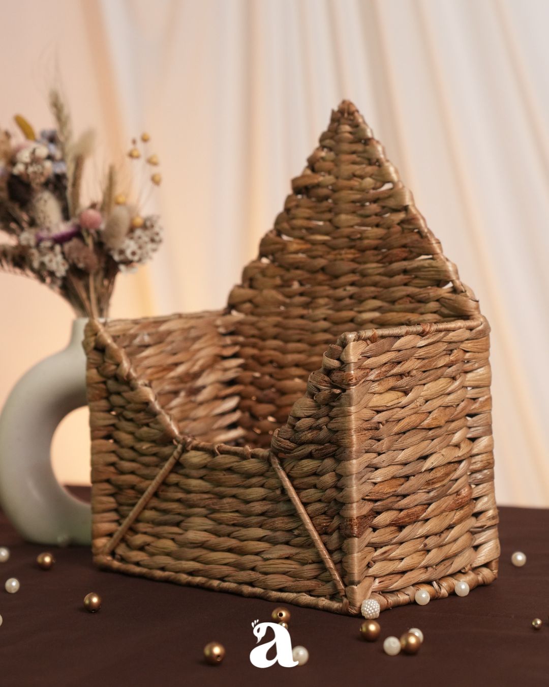 Envelope Basket | Handwoven Water Hyacinth Storage Basket – Baskets & Boxes on Brown Living™. SKU: 610W. Img 2.