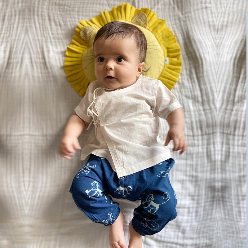 Essential White Angarakha Top with Pants – Kids Daywear Sets on Brown Living™. SKU: 186 - 06128 - PLN - WHT - ANG+PLN - WHT - PYJ1. Img 11.