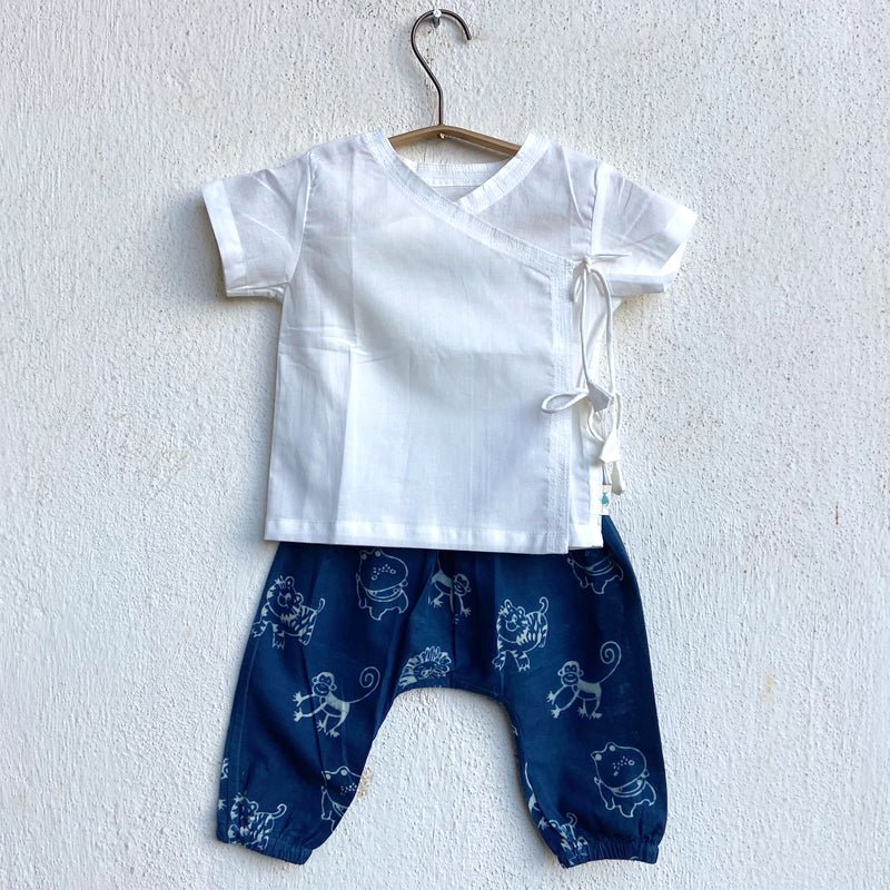 Essential White Angarakha Top with Pants – Kids Daywear Sets on Brown Living™. SKU: 186 - 06128 - PLN - WHT - ANG+PLN - WHT - PYJ1. Img 10.