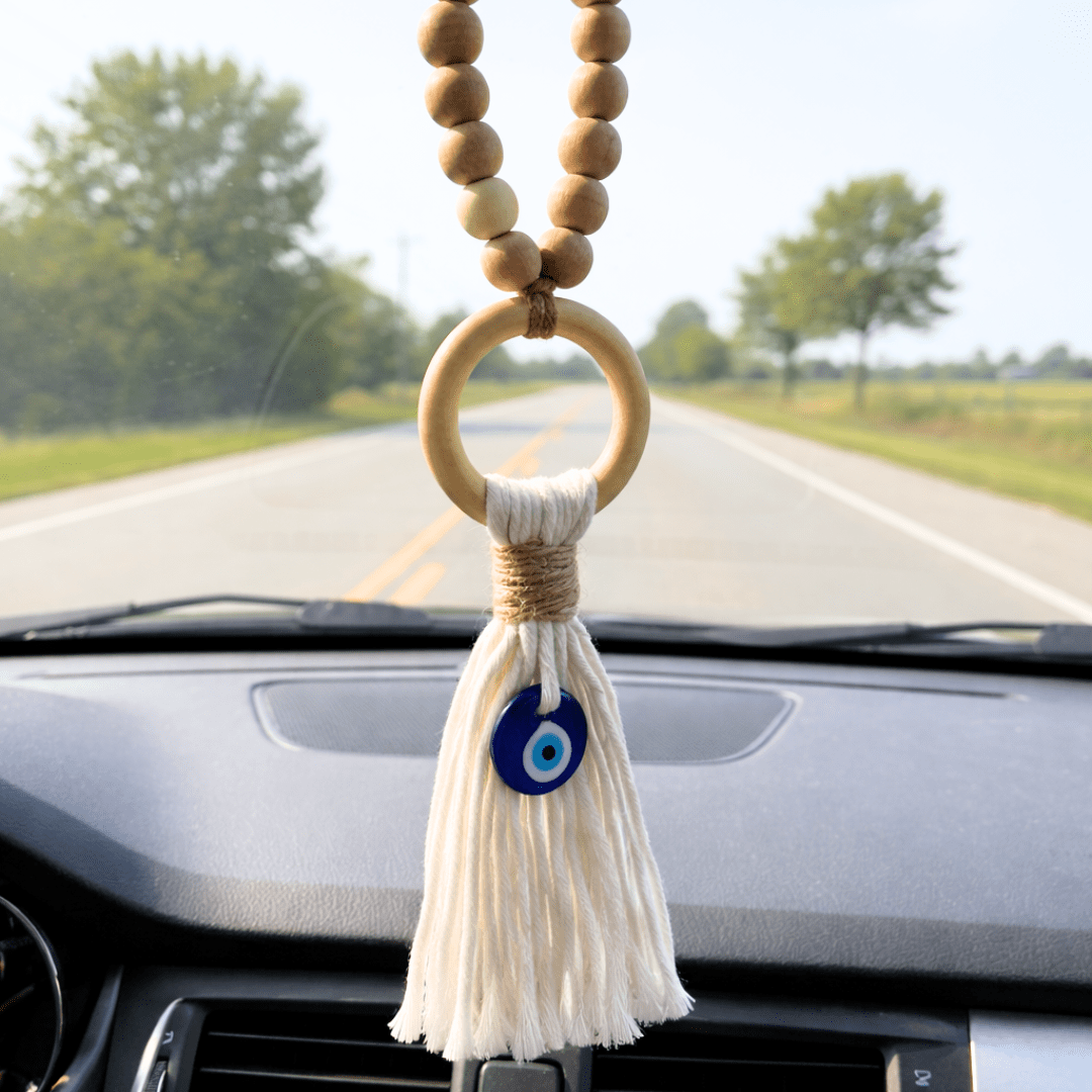 Evil Eye Bead Car Charm Protective Hanging Car Accessory – Decor & Artefacts on Brown Living™. SKU: EEBCC004. Img 1.