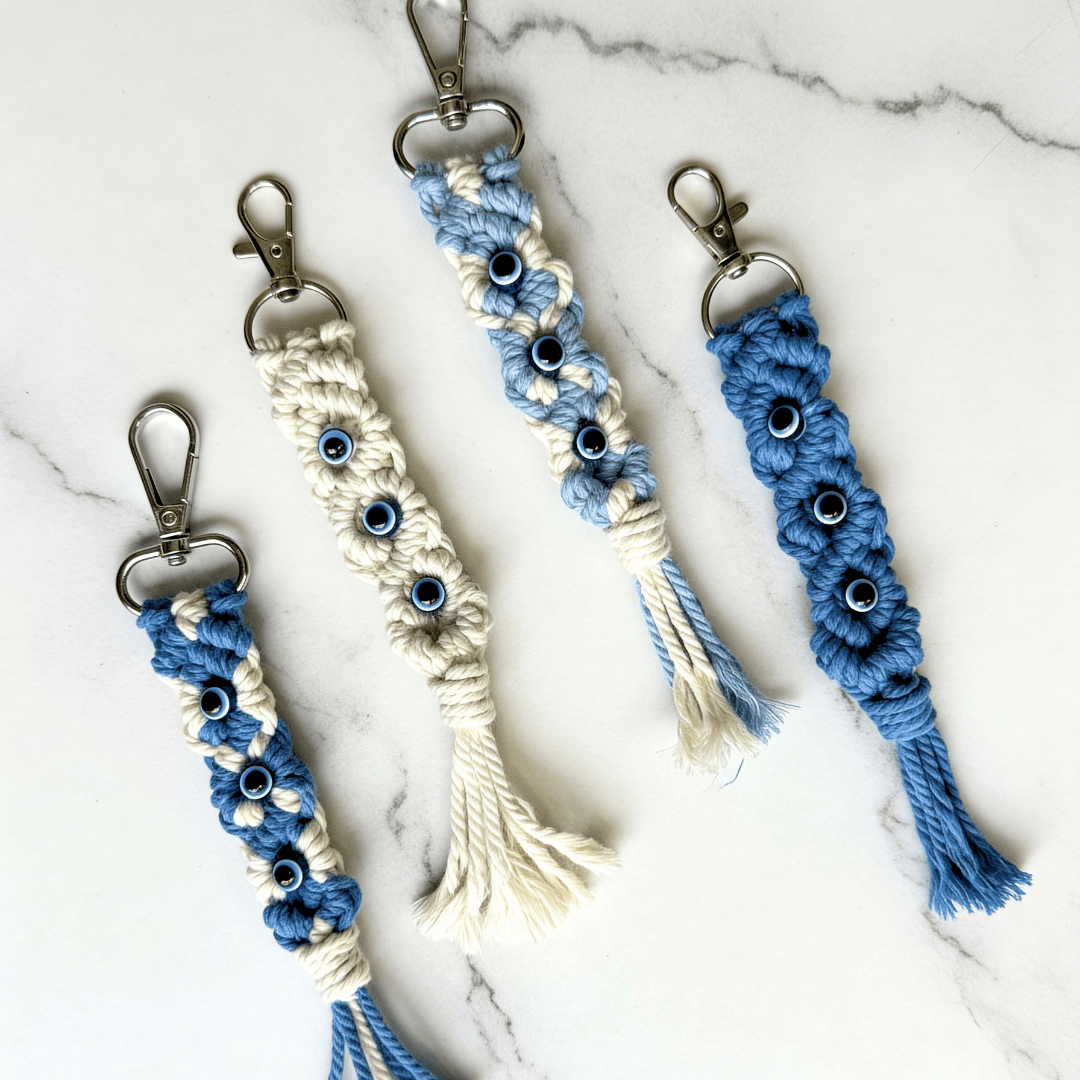 Evil Eye Keychain Protective Charm Key Ring – Gift on Brown Living™. SKU: EEK002. Img 1.