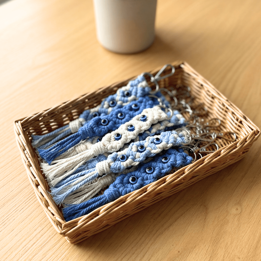 Evil Eye Keychain Protective Charm Key Ring – Gift on Brown Living™. SKU: EEK002. Img 2.