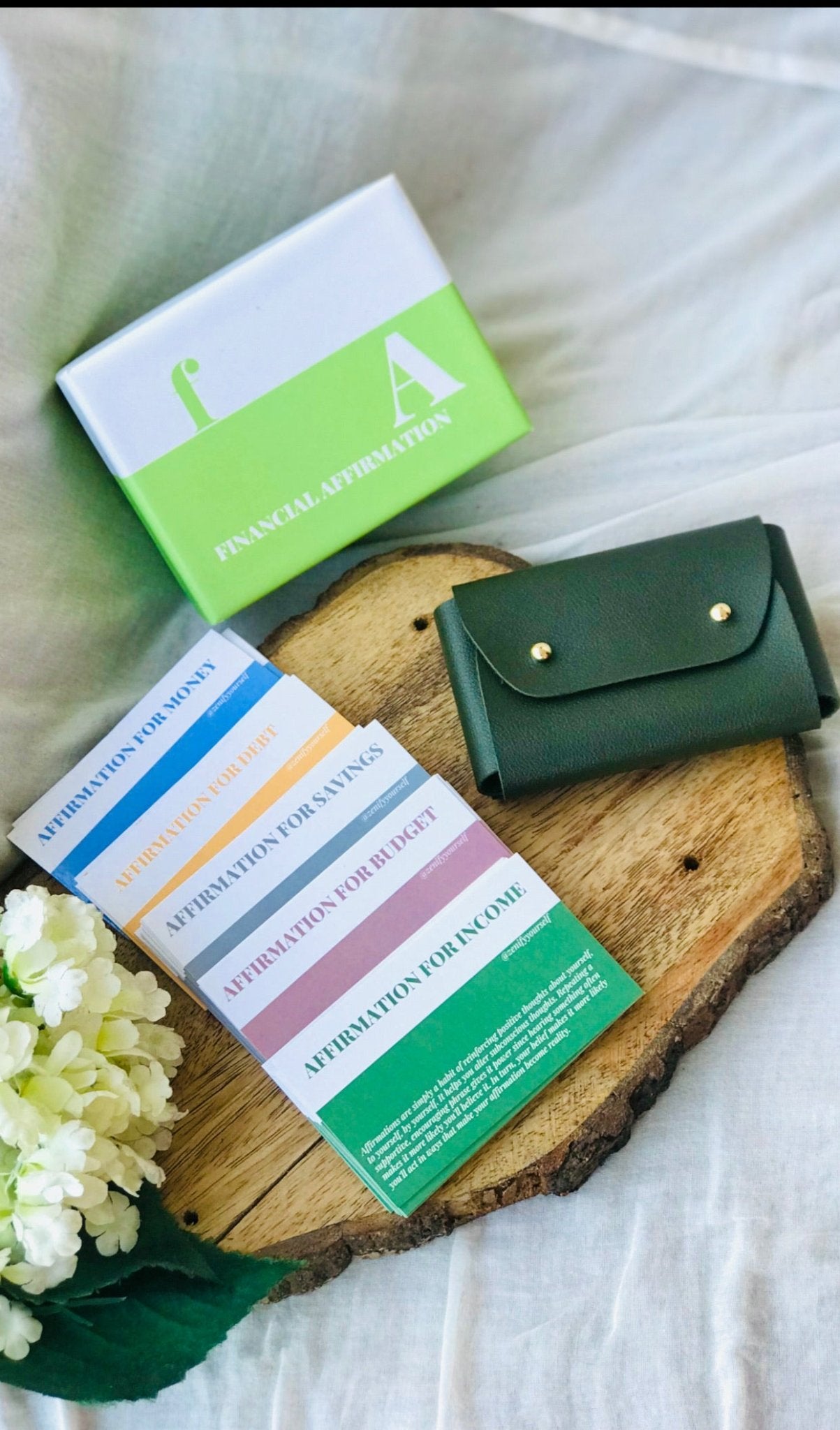 Financial Affirmations Cards Positive Money Mindset Statements – Stationery on Brown Living™. SKU: Fin-Aff. Img 1.