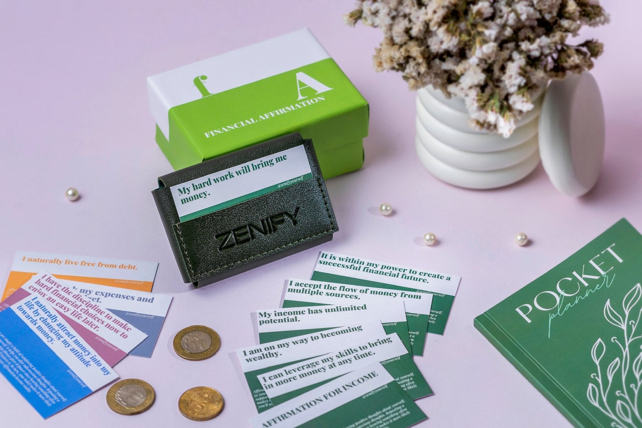 Financial Affirmations Cards Positive Money Mindset Statements – Stationery on Brown Living™. SKU: Fin-Aff. Img 2.