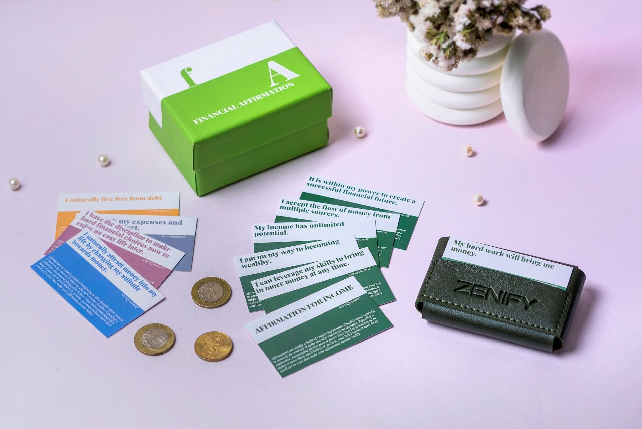 Financial Affirmations Cards Positive Money Mindset Statements – Stationery on Brown Living™. SKU: Fin-Aff. Img 3.