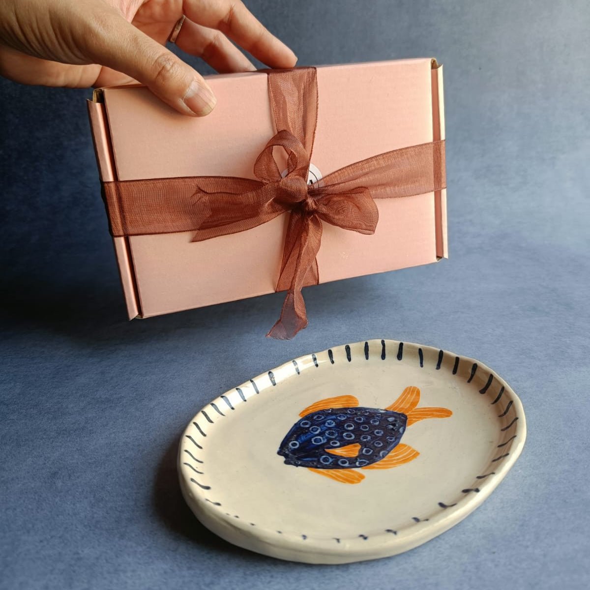 Fish & Flow Ceramic Tray - Studio Pottery – Trays & Platters by Rasa Home available on Brown Living™. . SKU: CTT1. Img 3.