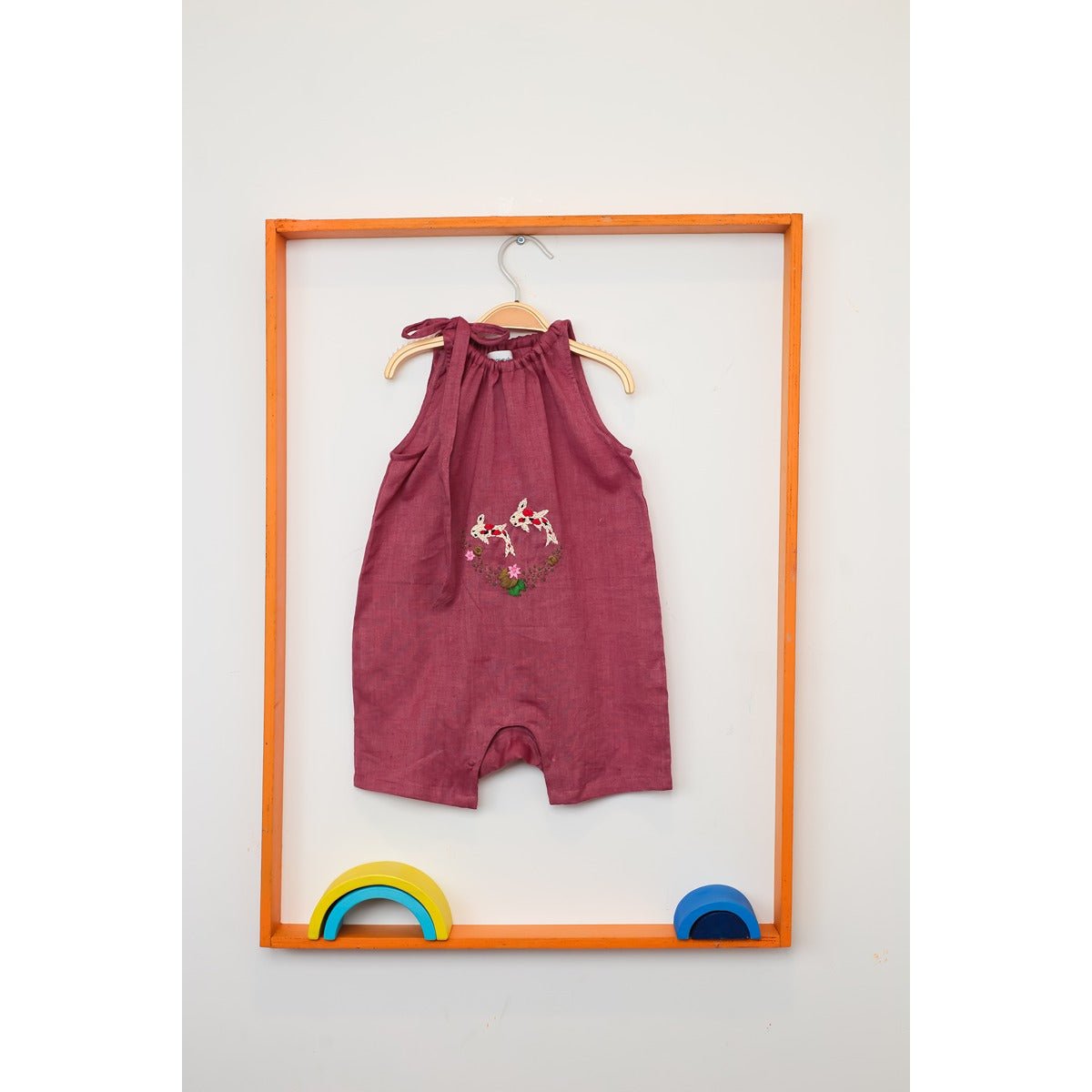 Fishy Red Fern Romper | Cotton Onesie for Baby | Brick Red – Kids Daywear Sets on Brown Living™. SKU: MCBL06. Img 5.