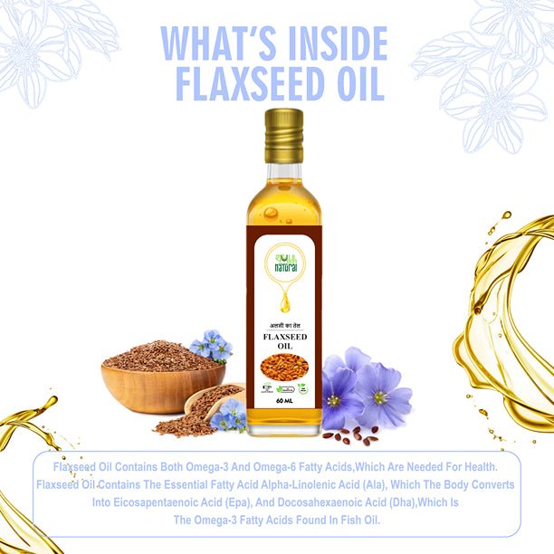 Flax Seed Oil | Wood Pressed | Pure & Natural | 60 ml | Alsi Tel | Verified Sustainable by Brown Living™