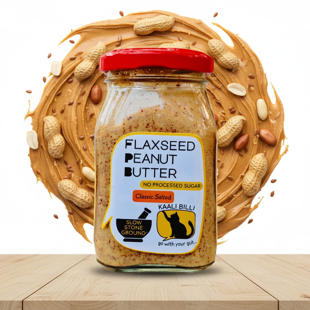 Flaxseed Peanut Butter Salted 330g | High Protein Natural Spread – Jams & Spreads on Brown Living™. SKU: KBFPBSA. Img 3.