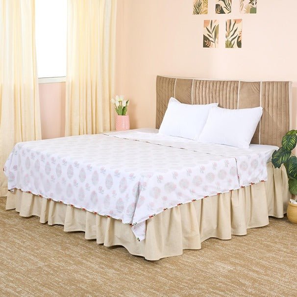 Floral Buta Cotton Dohar | Soft Lightweight Summer Blanket – Bedding on Brown Living™. SKU: AA-EE-dD_. Img 1.
