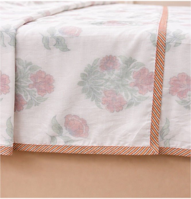 Floral Buta Cotton Dohar | Soft Lightweight Summer Blanket – Bedding on Brown Living™. SKU: AA-EE-dD_. Img 3.