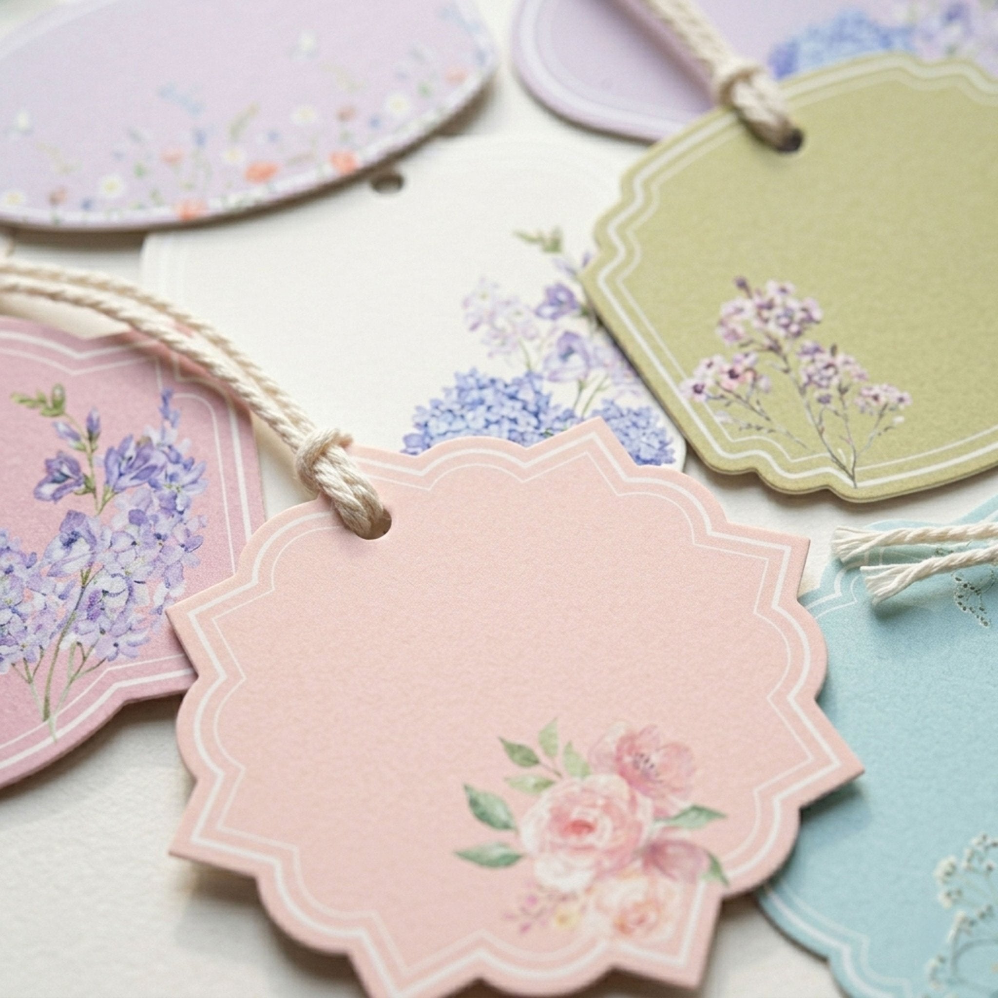 Floral Note Card Gift Tags | Set of 24 Blank Message Tags – Gift Tags & Labels on Brown Living™. SKU: T7-CAGO-9KT9. Img 2.