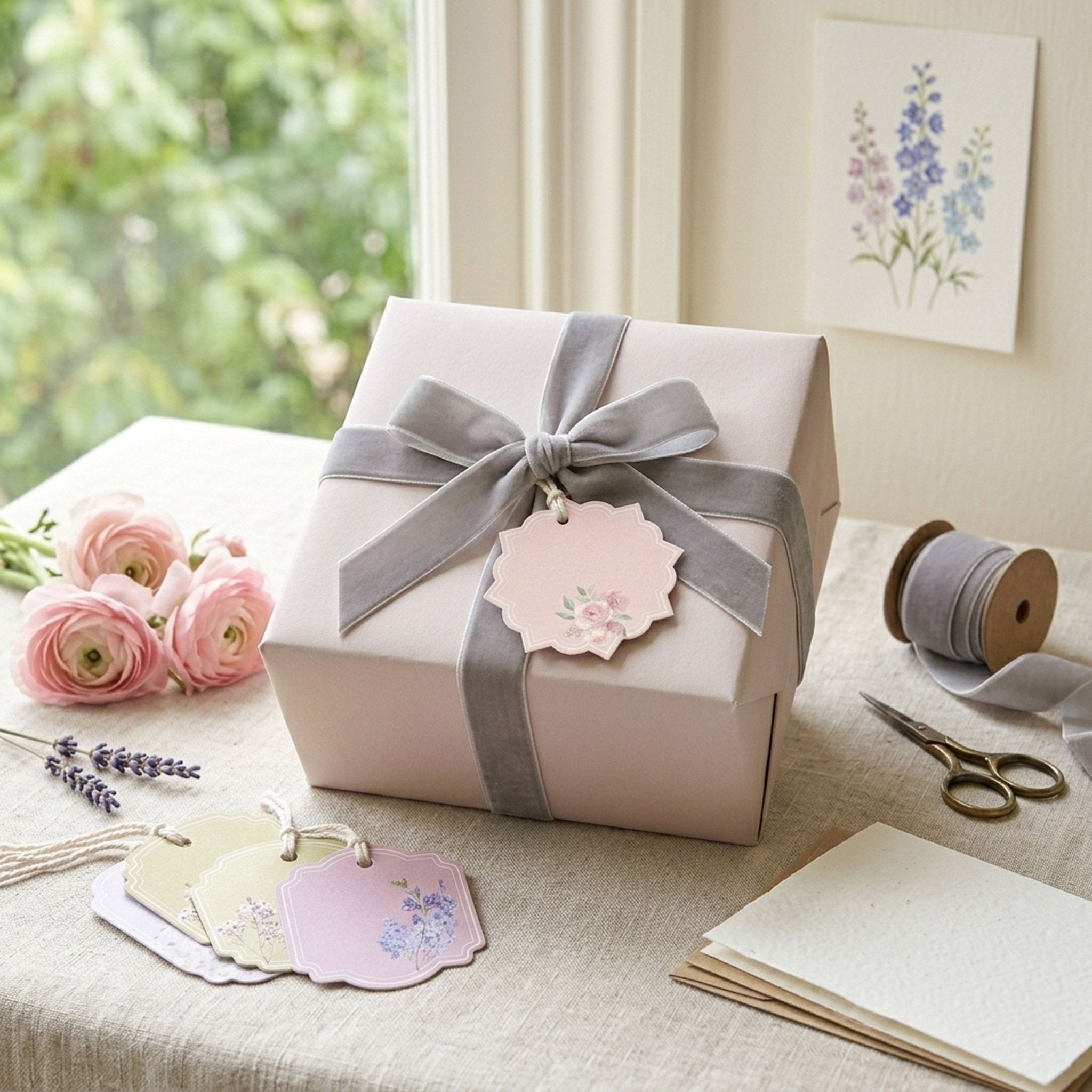 Floral Note Card Gift Tags | Set of 24 Blank Message Tags – Gift Tags & Labels on Brown Living™. SKU: T7-CAGO-9KT9. Img 3.